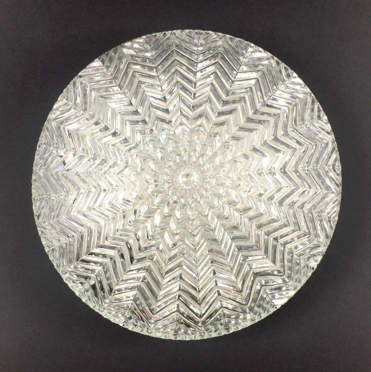 Lampa sufitowa geometryczna, szkło transparentne kryształ, Niemcy, lata 70. - 296629