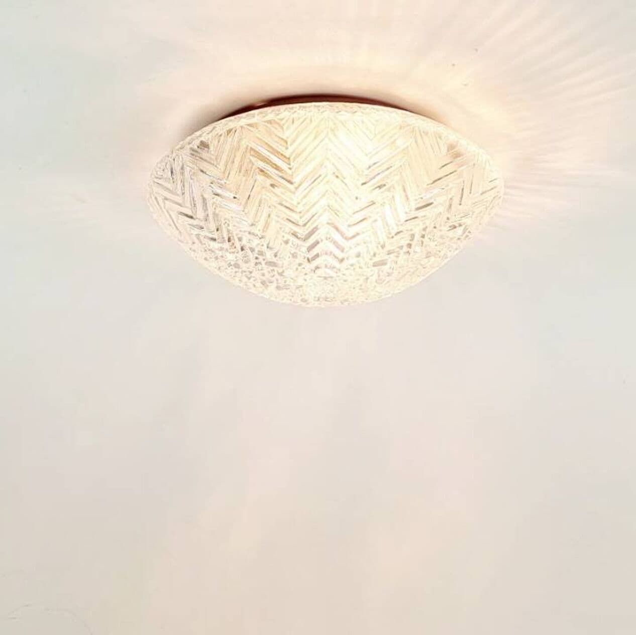 Lampa sufitowa geometryczna, szkło transparentne kryształ, Niemcy, lata 70. - 296634