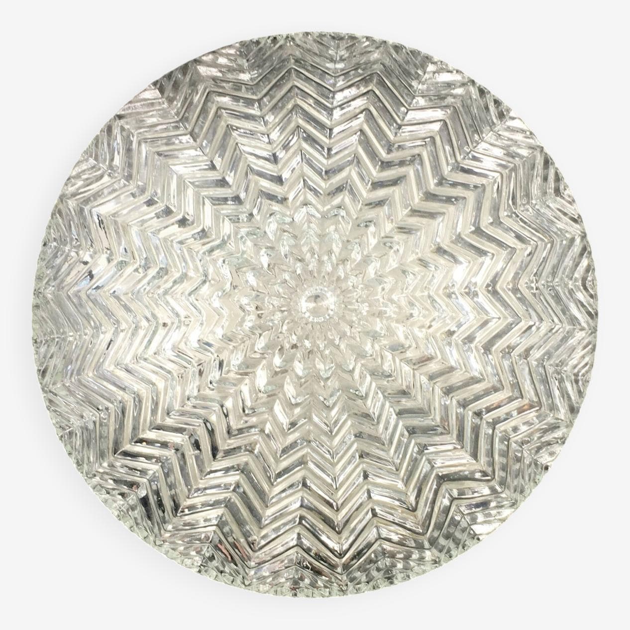 Lampa sufitowa geometryczna, szkło transparentne kryształ, Niemcy, lata 70. - 296628