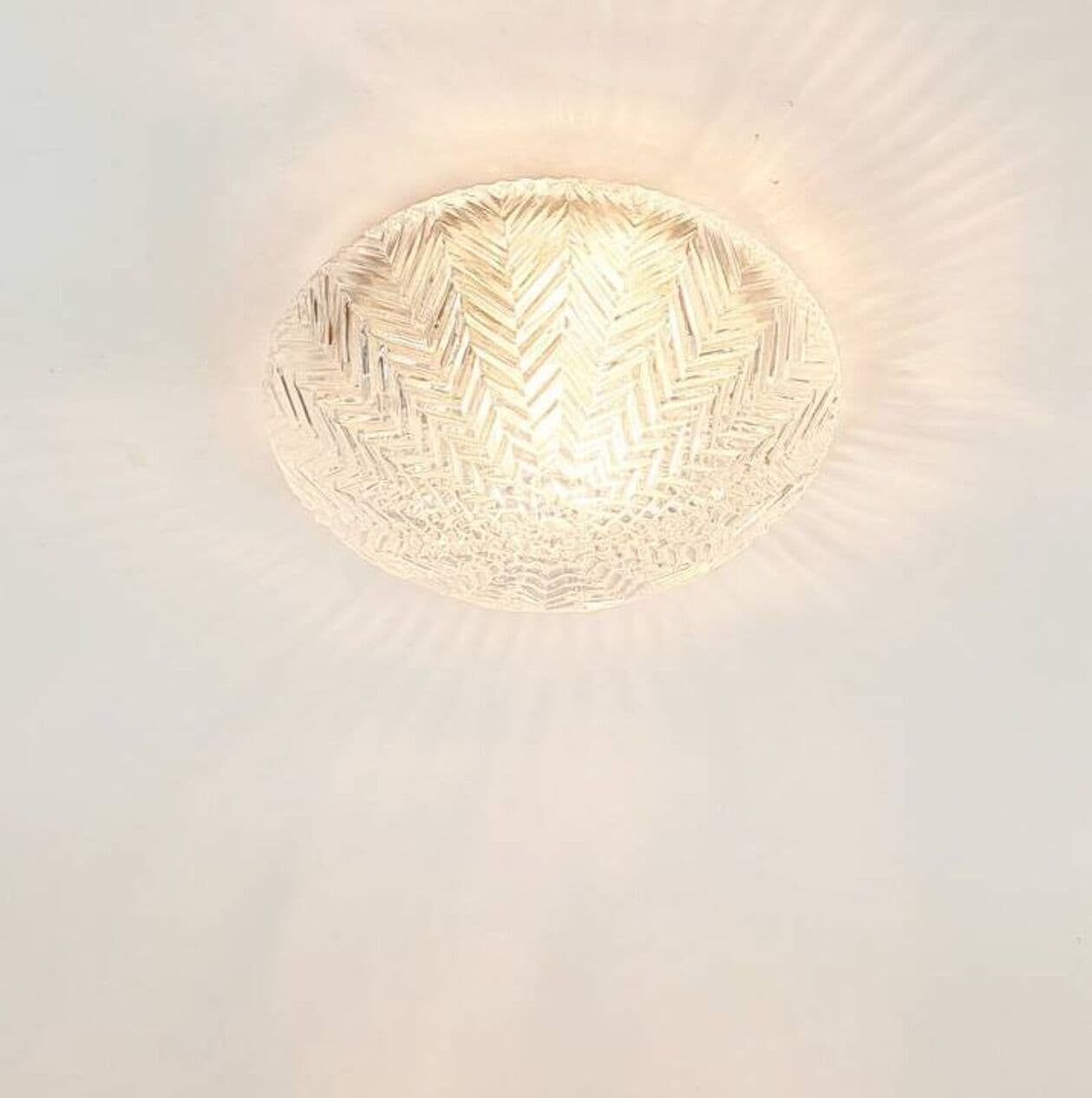 Lampa sufitowa geometryczna, szkło transparentne kryształ, Niemcy, lata 70. - 296633