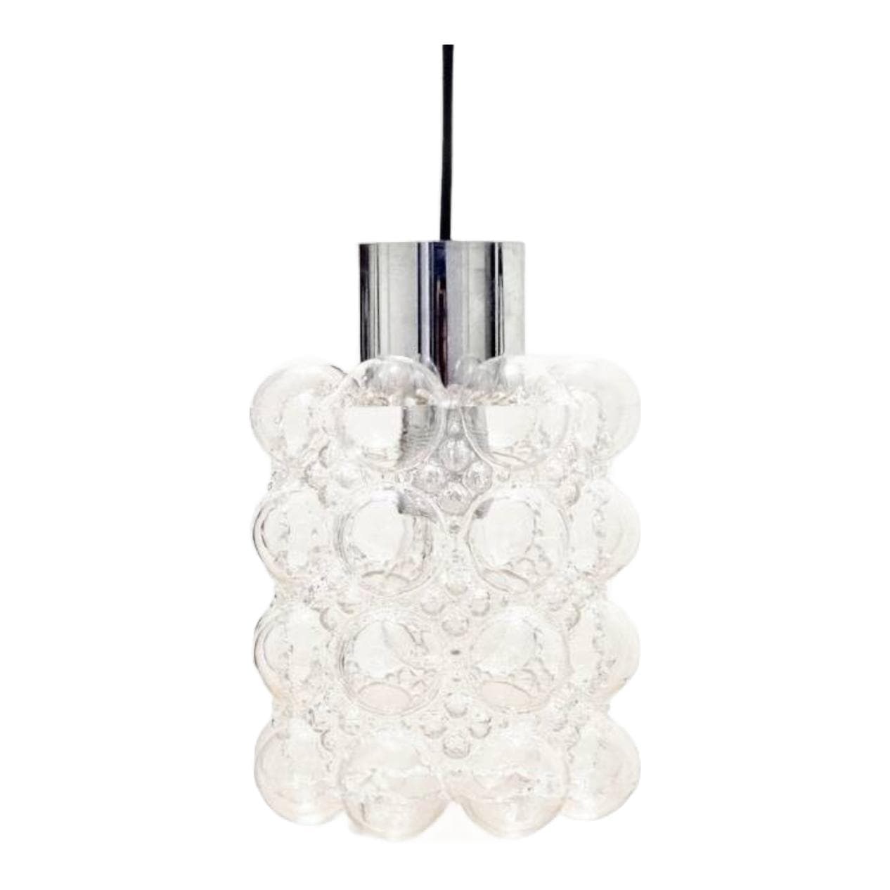 Lampa sufitowa Bubble, szkło transparentne, chrom, proj. H. Tynell, Limburg, Niemcy, lata 60.