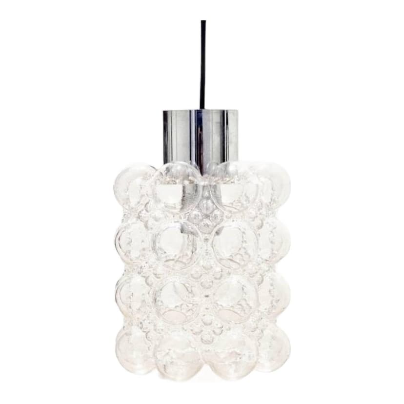 Lampa sufitowa Bubble, szkło transparentne, chrom, proj. H. Tynell, Limburg, Niemcy, lata 60.