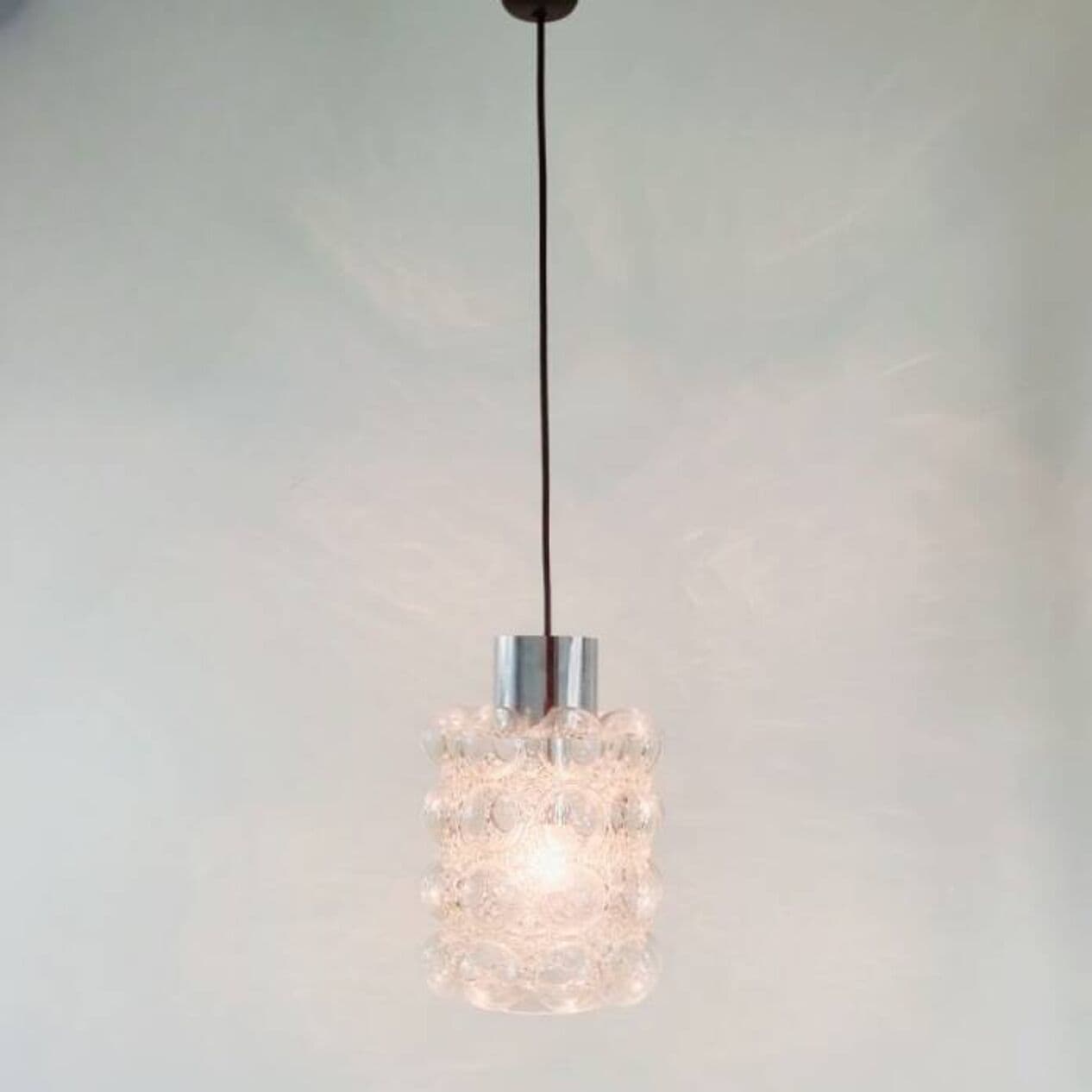 Lampa sufitowa Bubble, szkło transparentne, chrom, proj. H. Tynell, Limburg, Niemcy, lata 60. - 296620