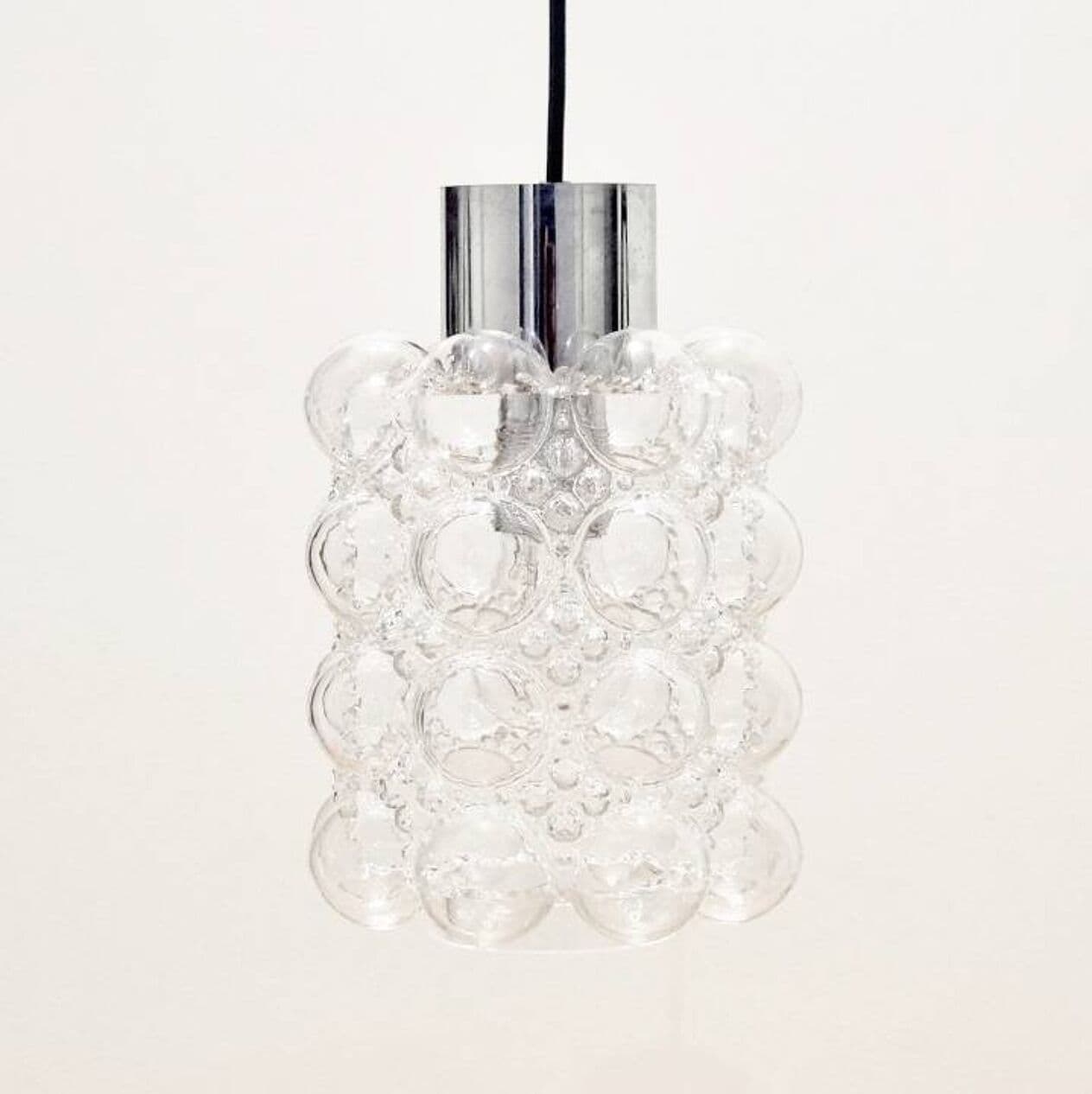 Lampa sufitowa Bubble, szkło transparentne, chrom, proj. H. Tynell, Limburg, Niemcy, lata 60. - 296617