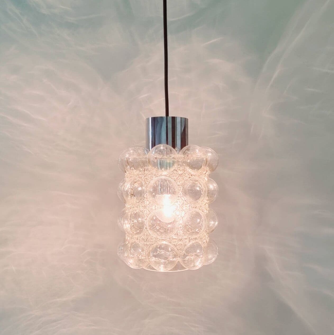 Lampa sufitowa Bubble, szkło transparentne, chrom, proj. H. Tynell, Limburg, Niemcy, lata 60. - 296621