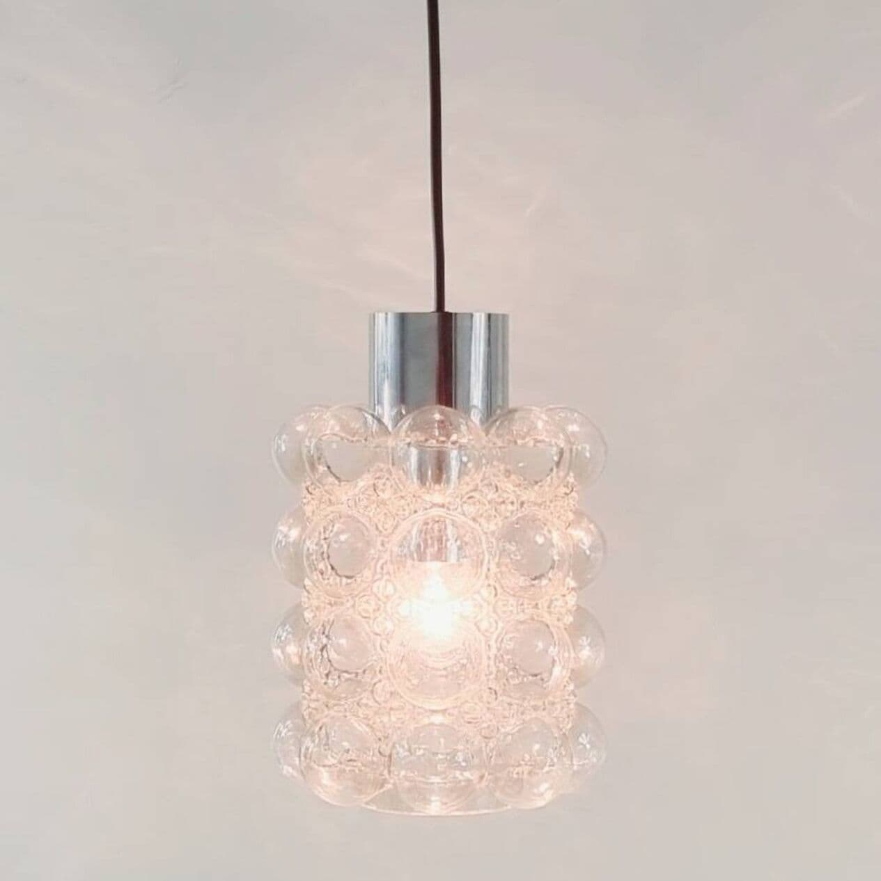 Lampa sufitowa Bubble, szkło transparentne, chrom, proj. H. Tynell, Limburg, Niemcy, lata 60. - 296619