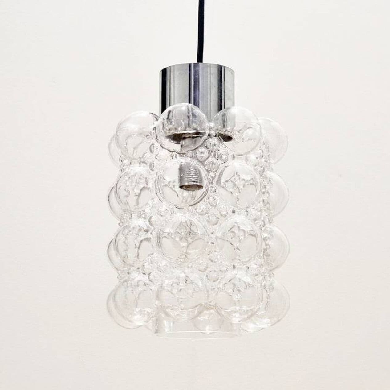 Lampa sufitowa Bubble, szkło transparentne, chrom, proj. H. Tynell, Limburg, Niemcy, lata 60. - 296618