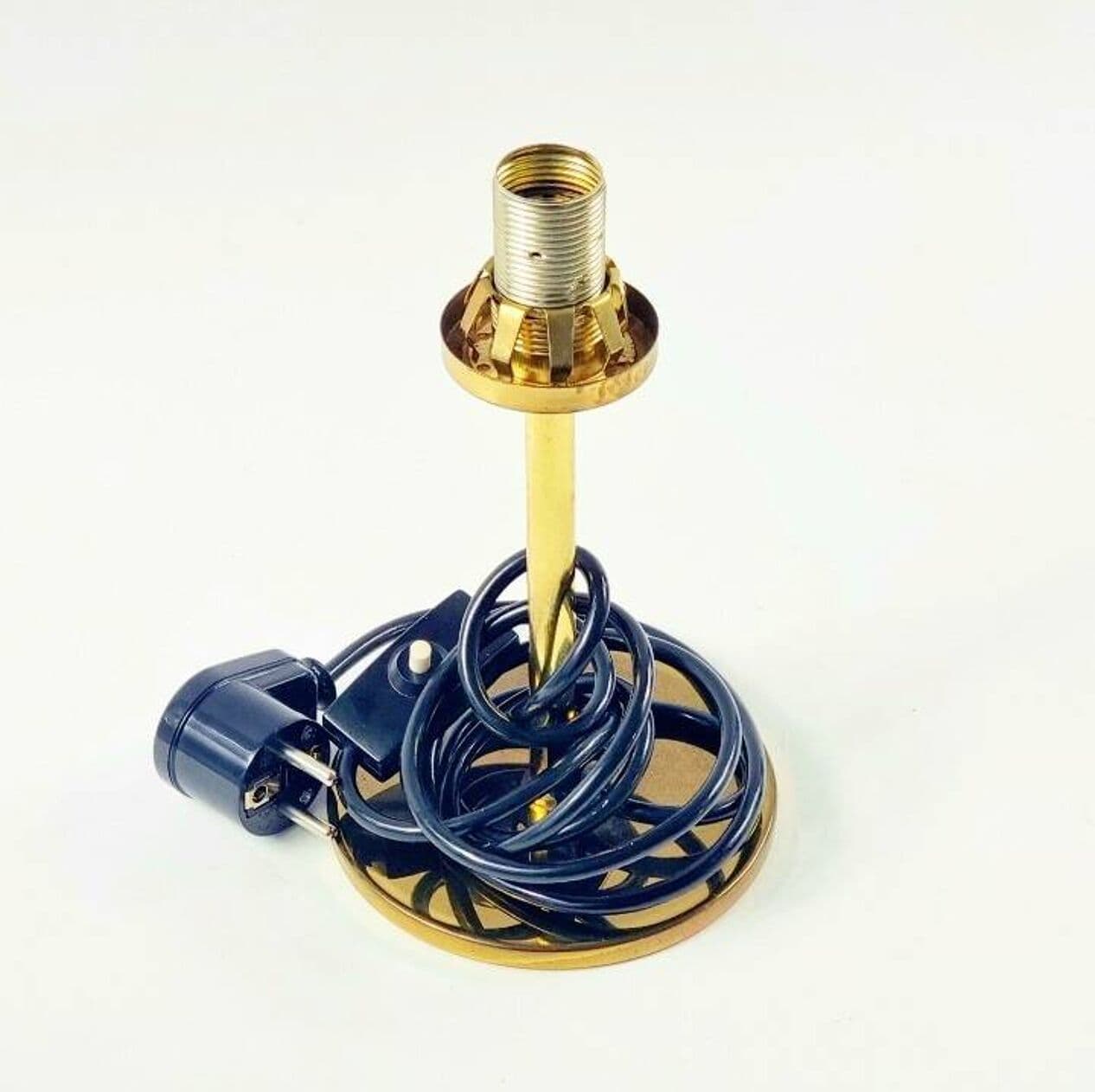 Para lamp stołowych Bubble, szkło transparentne bursztynowe, mosiądz złoty, proj. H. Tynell, Niemcy, lata 60. - 296613