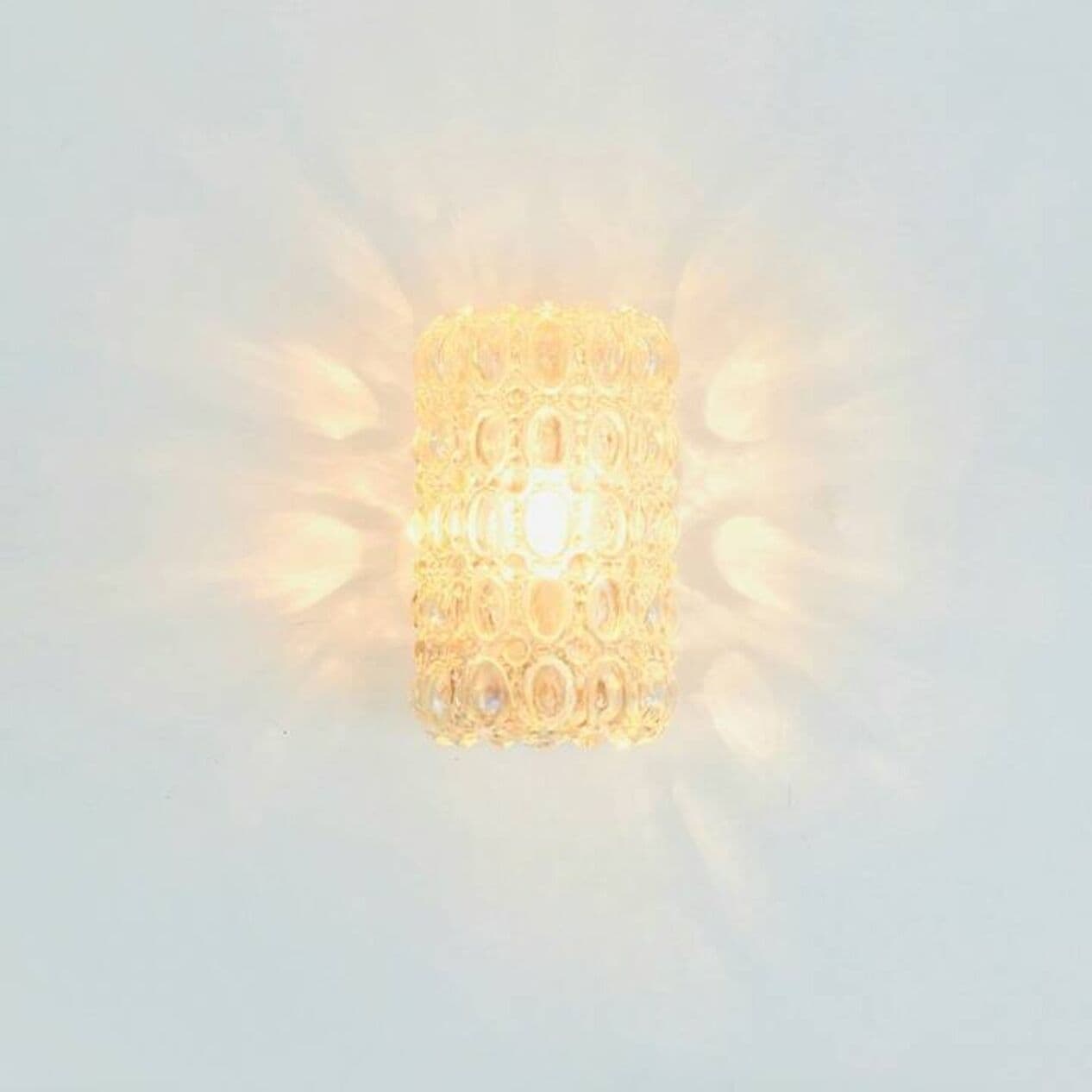 Kinkiet Sirius, szkło bursztynowe, proj. H. Tynell, Limburg, Niemcy, lata 70. - 296598