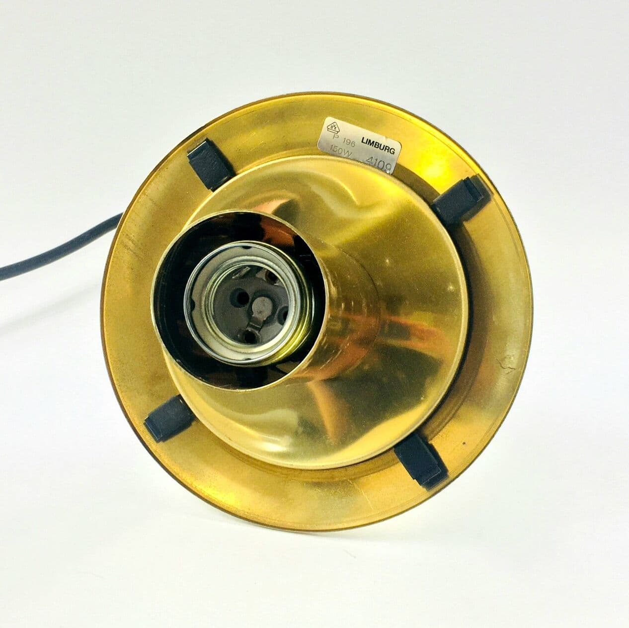 Lampa wisząca, szkło dymione transparentne, mosiądz złoty, Limburg, Niemcy, lata 70. - 296581