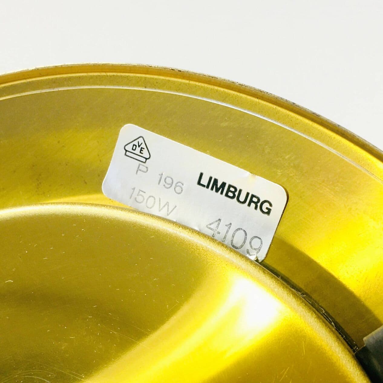 Lampa wisząca, szkło dymione transparentne, mosiądz złoty, Limburg, Niemcy, lata 70. - 296582
