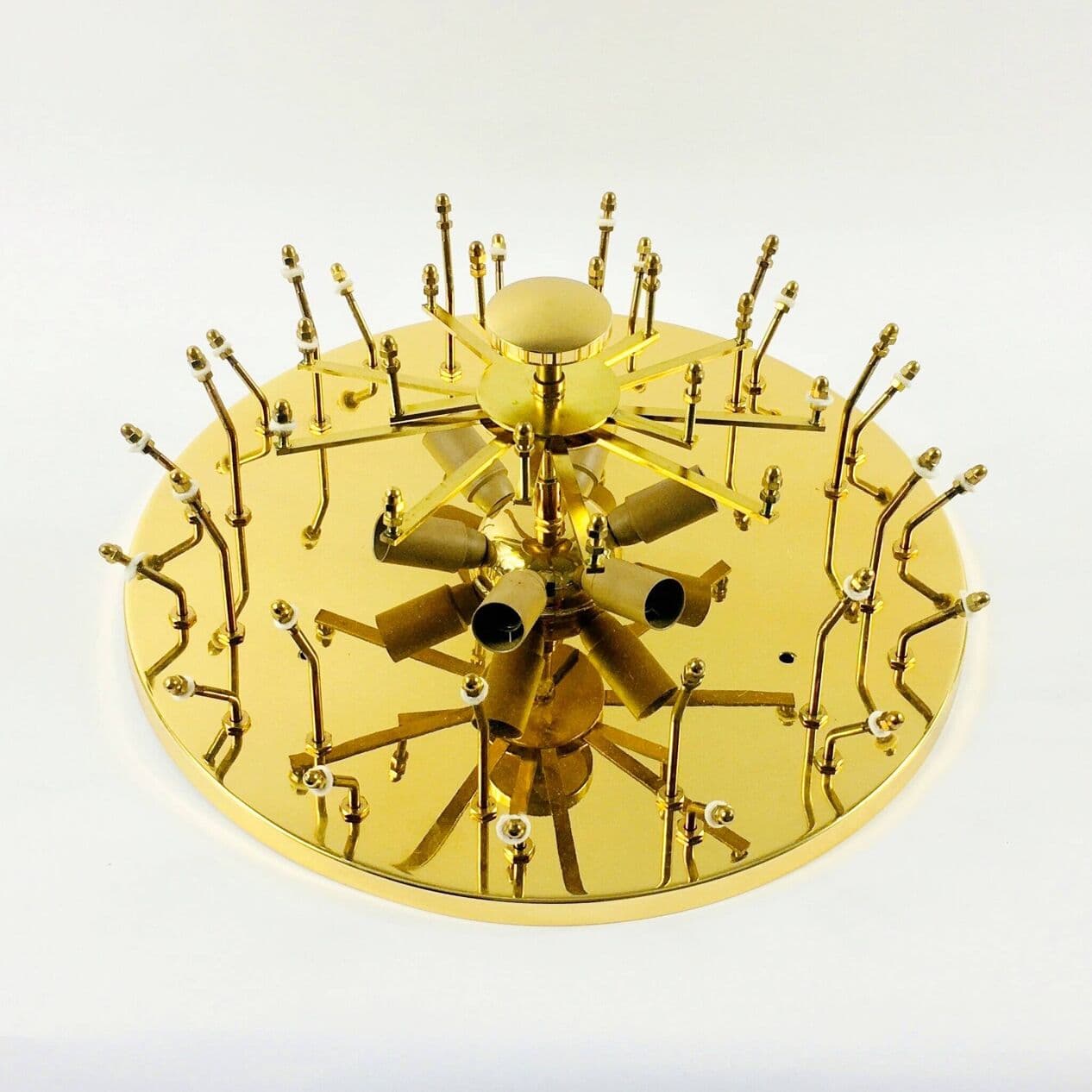 Plafon sufitowy floral, szkło murano transparentne złociste, mosiądz złoty, Niemcy, lata 70. - 296531