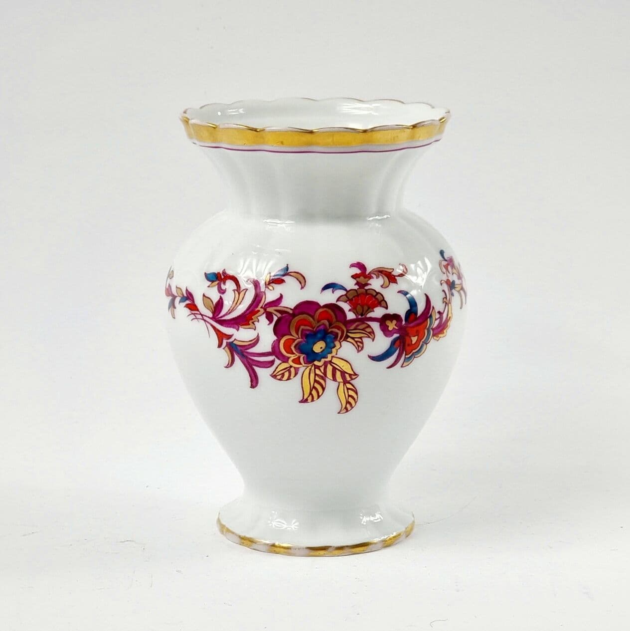Vase, white multicolour gilt, porcelain, Fürstenberg, Germany, 1960s - 296504