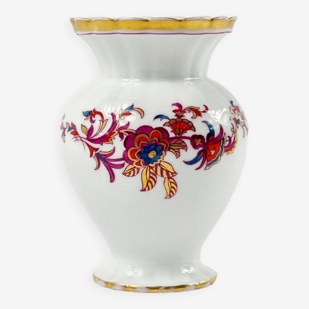 Vase, white multicolour gilt, porcelain, Fürstenberg, Germany, 1960s - 296509