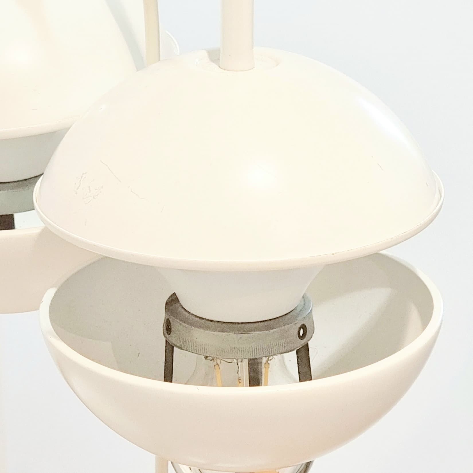 Lampa wisząca Space Age, metal biały, proj. K. Hempel, Kaiser Leuchten, Niemcy, lata 70. - 302921