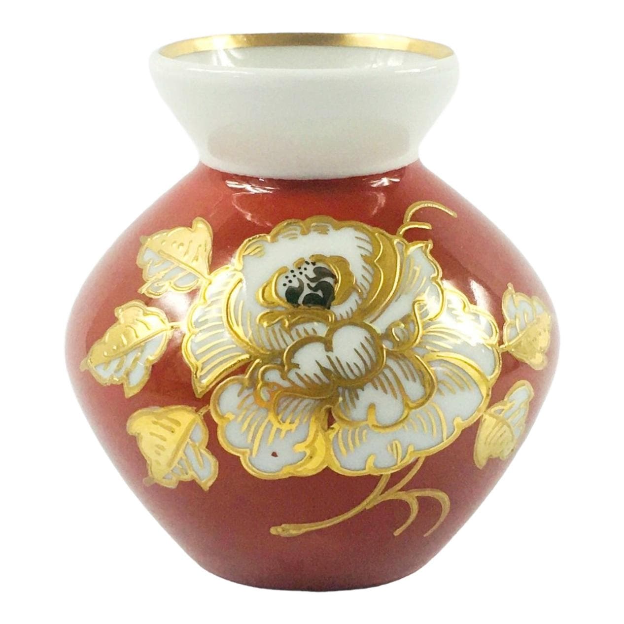 Vase, red white gold porcelain, Germany, 1970s.