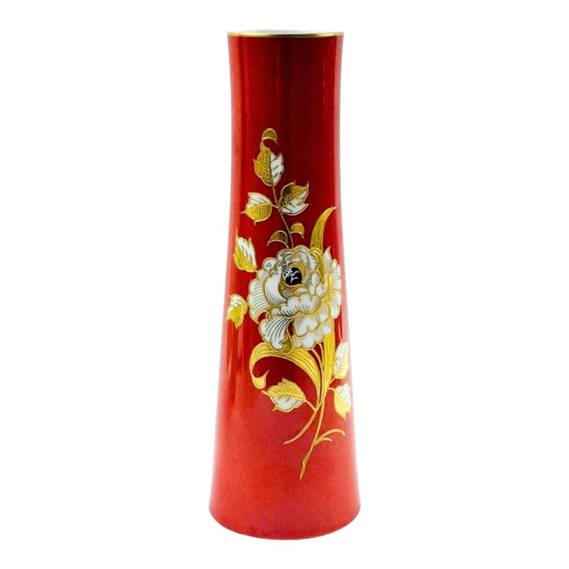 Wazon, porcelana czerwona biała złota, Wallendorf, Niemcy, lata 70.