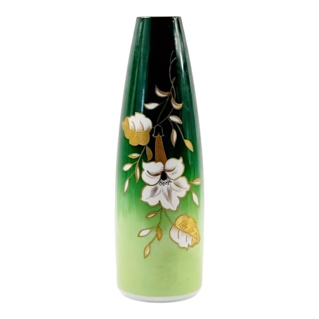 Porcelain vase, green white gold, Wallendorf, East Germany, 1960s - DIMENSION