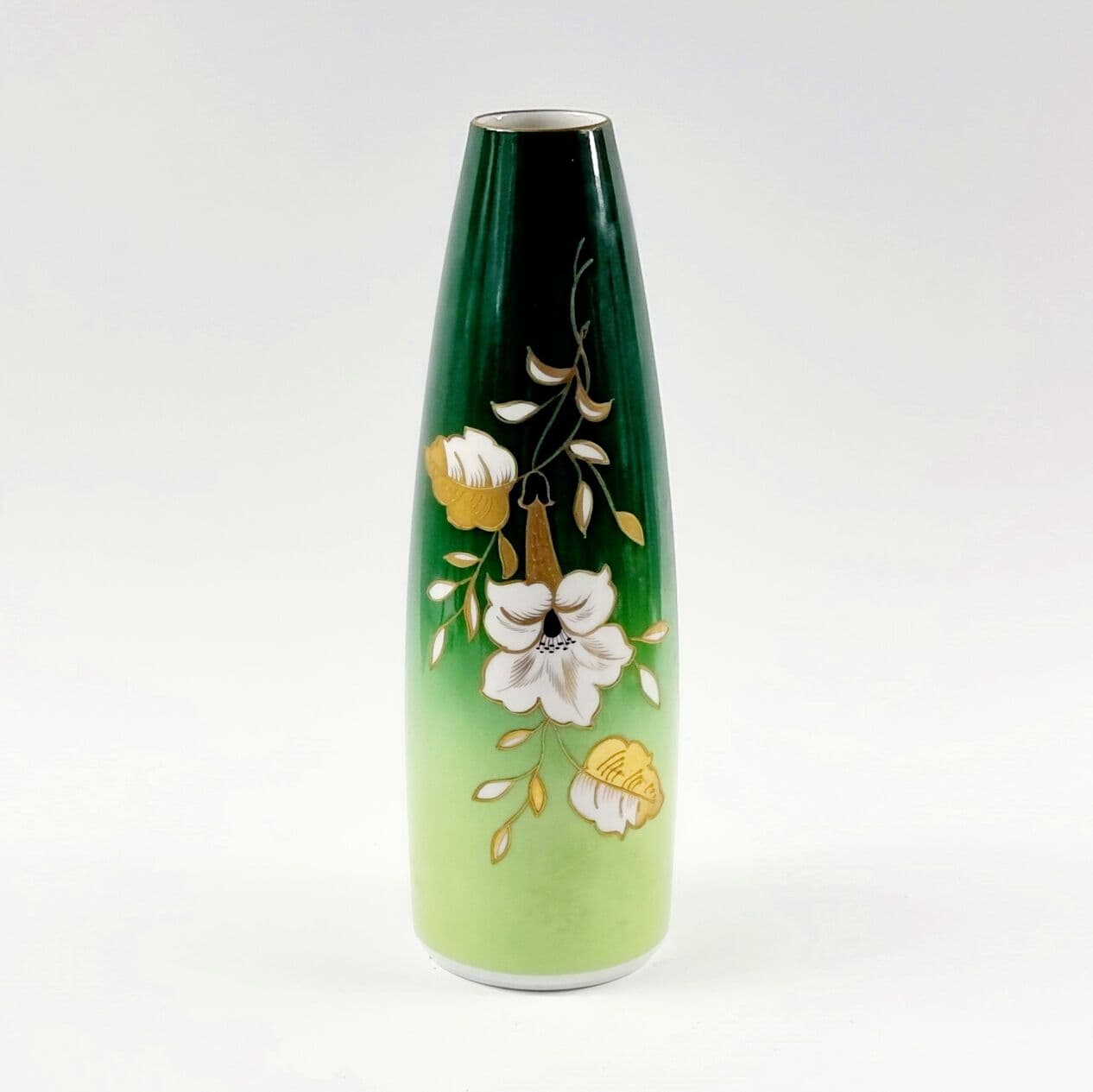Porcelain vase, green white gold, Wallendorf, East Germany, 1960s - 296456