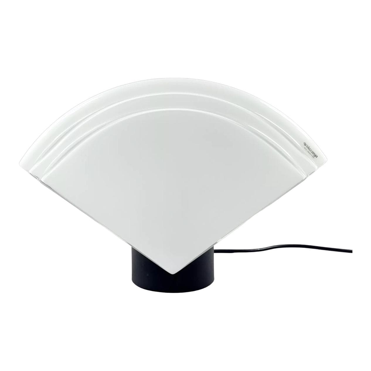 Lampa stołowa, Murano, szkło białe, metal czarny, AV Mazzega, Włochy, lata 70.