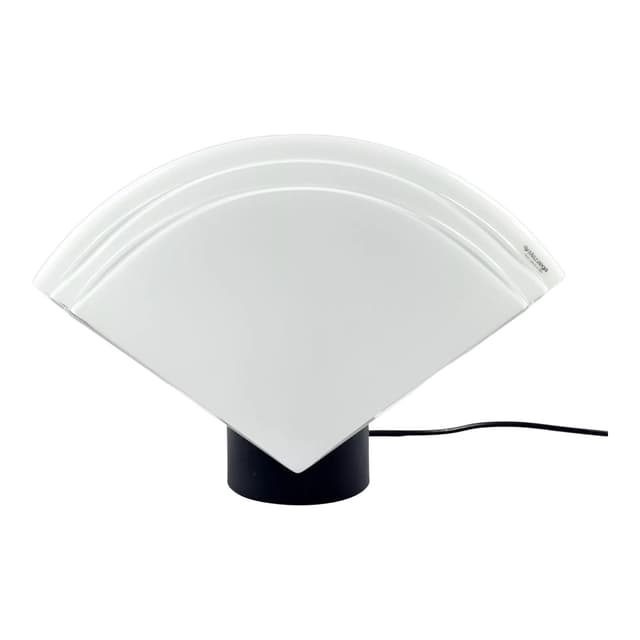 Lampa stołowa, Murano, szkło białe, metal czarny, AV Mazzega, Włochy, lata 70. - WYMIARY