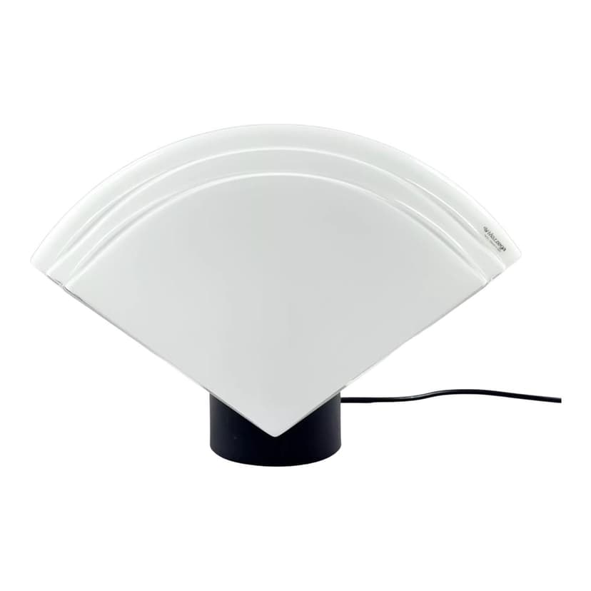 Lampa stołowa, Murano, szkło białe, metal czarny, AV Mazzega, Włochy, lata 70.