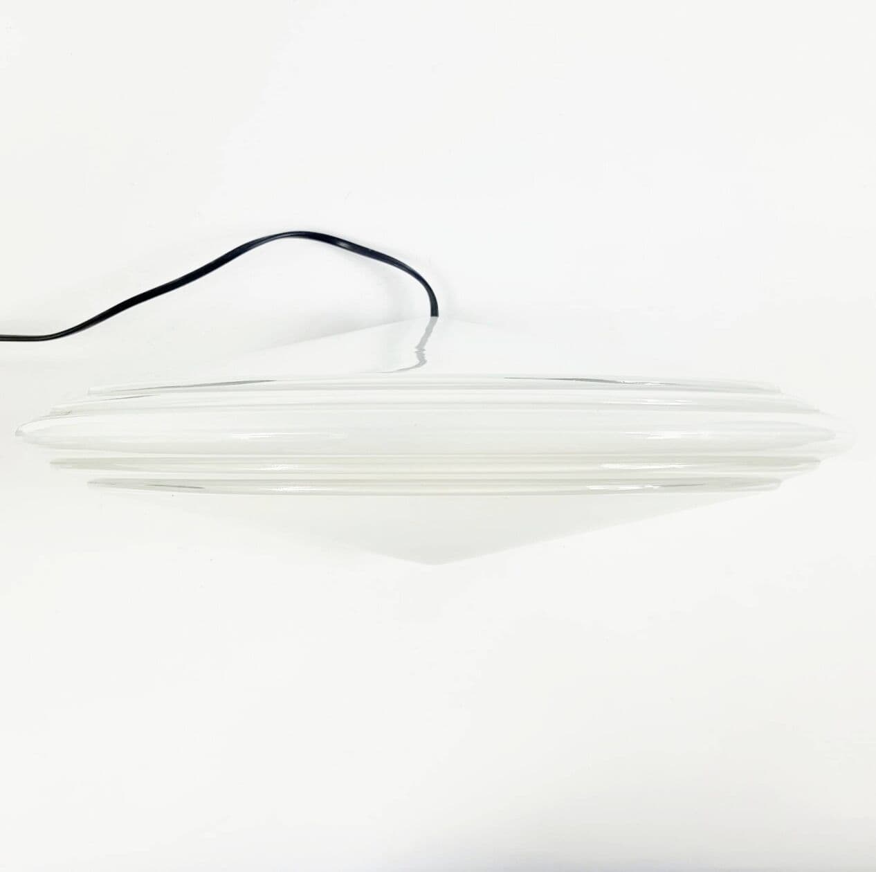 Lampa stołowa, Murano, szkło białe, metal czarny, AV Mazzega, Włochy, lata 70. - 296441