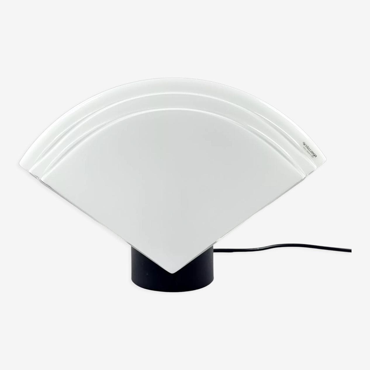 Lampa stołowa, Murano, szkło białe, metal czarny, AV Mazzega, Włochy, lata 70. - 296434