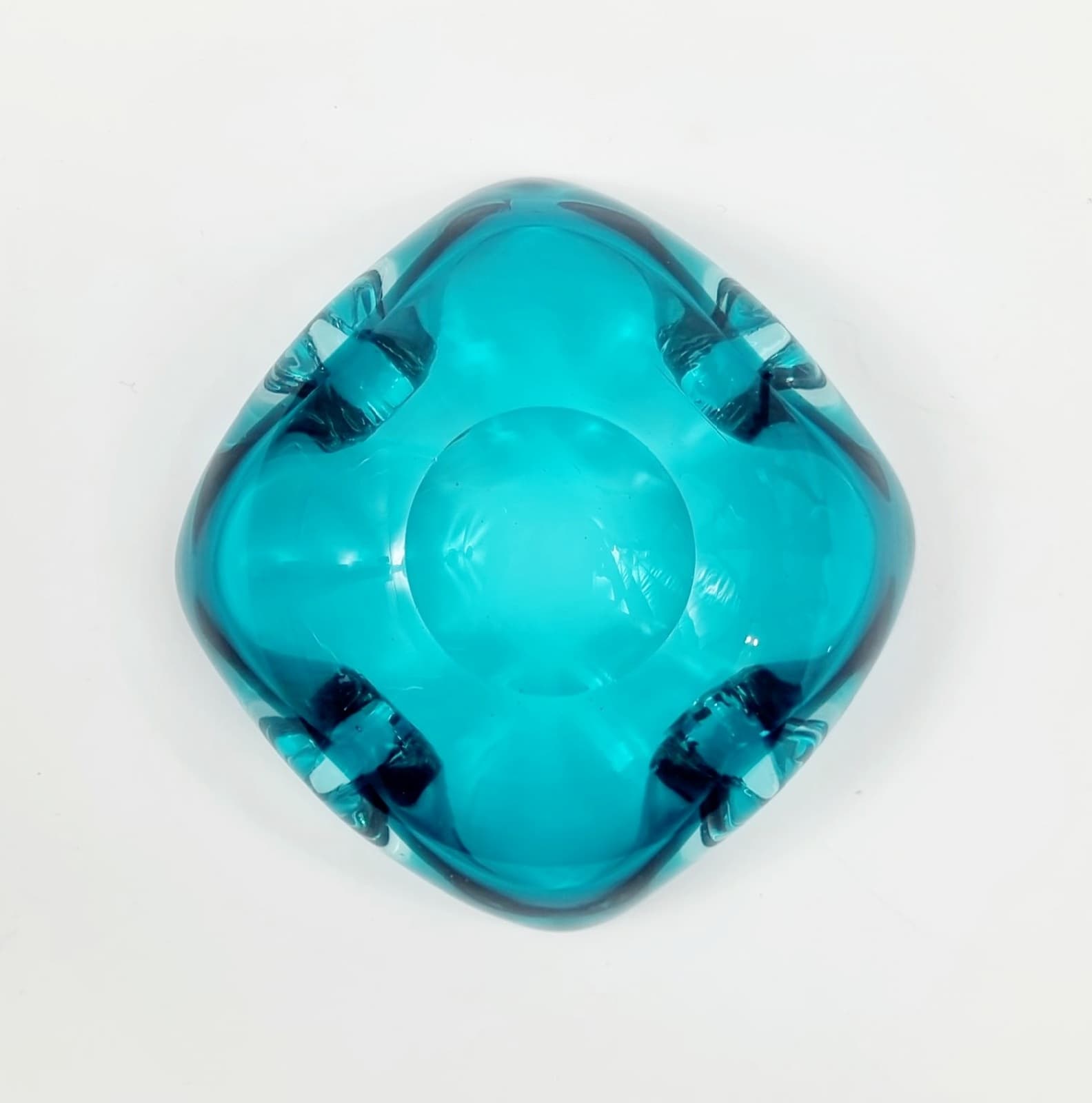 Ashtray Murano, blue transparent glass, by F. Poli, Italy, 1960s. - 304019