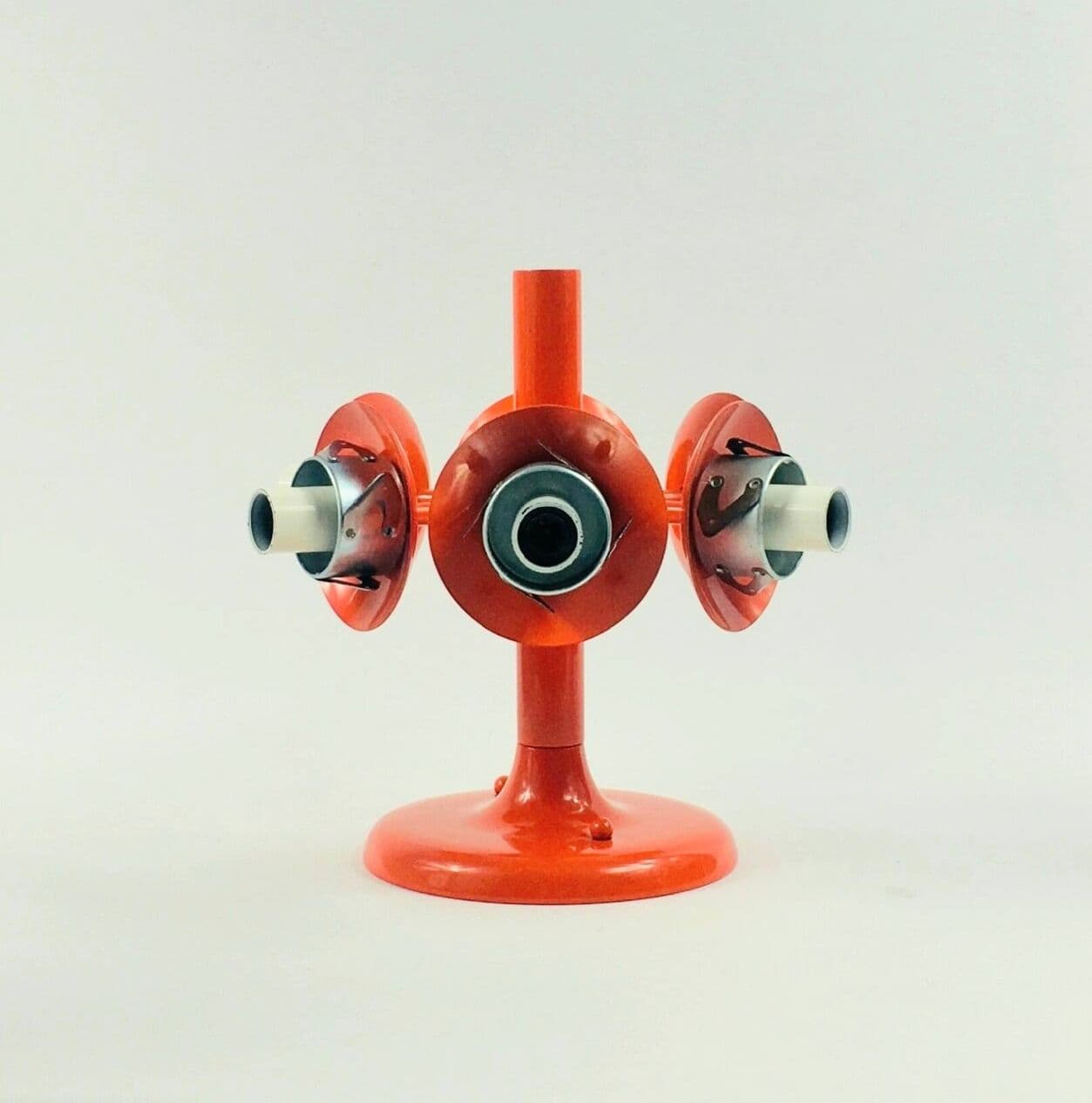 Lampa sufitowa Space Age Sputnik, szkło opalowe białe, metal pomarańczowy, Kaiser Leuchten, Niemcy, lata 60. - 296375