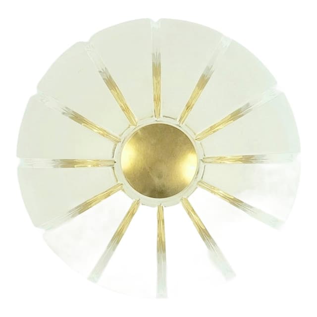 Lampa sufitowa Space Age, szkło białe transparentne, mosiądz złoty, Limburg, Niemcy, lata 70. - WYMIARY