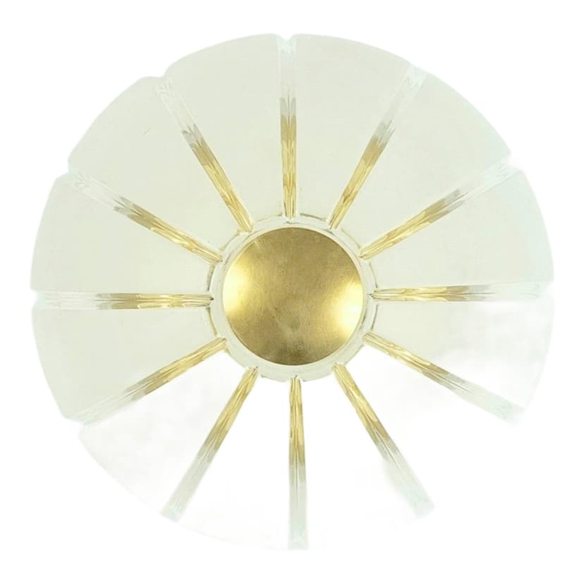 Lampa sufitowa Space Age, szkło białe transparentne, mosiądz złoty, Limburg, Niemcy, lata 70.