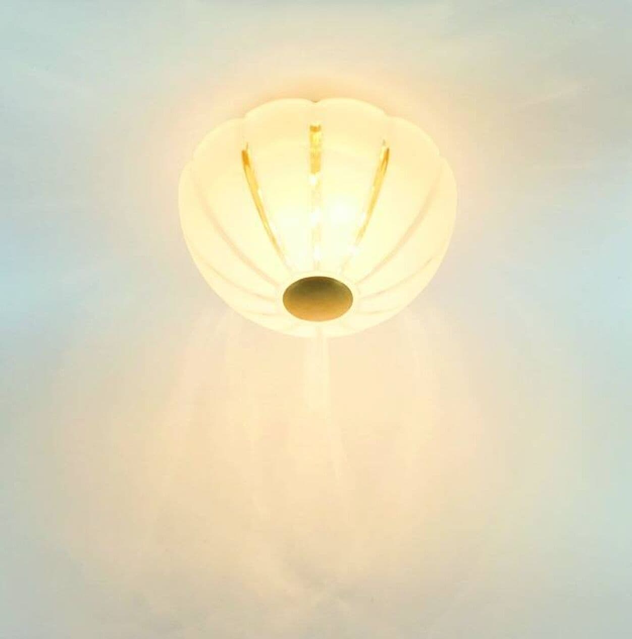 Lampa sufitowa Space Age, szkło białe transparentne, mosiądz złoty, Limburg, Niemcy, lata 70. - 296363