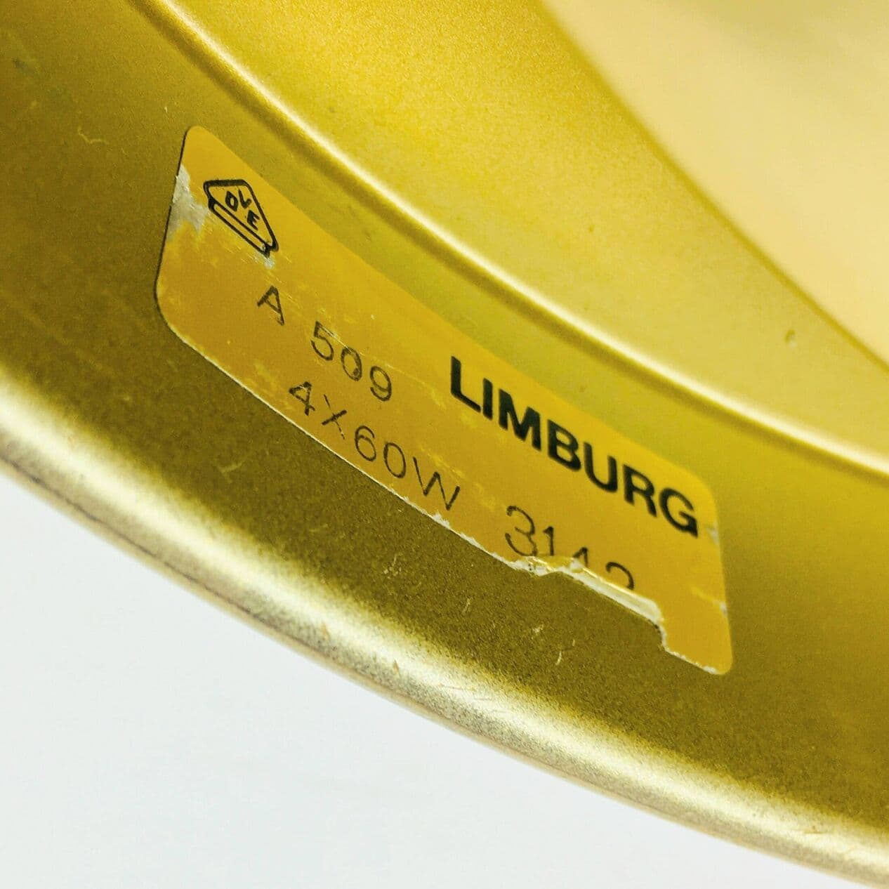 Lampa sufitowa Space Age, szkło białe transparentne, mosiądz złoty, Limburg, Niemcy, lata 70. - 296366