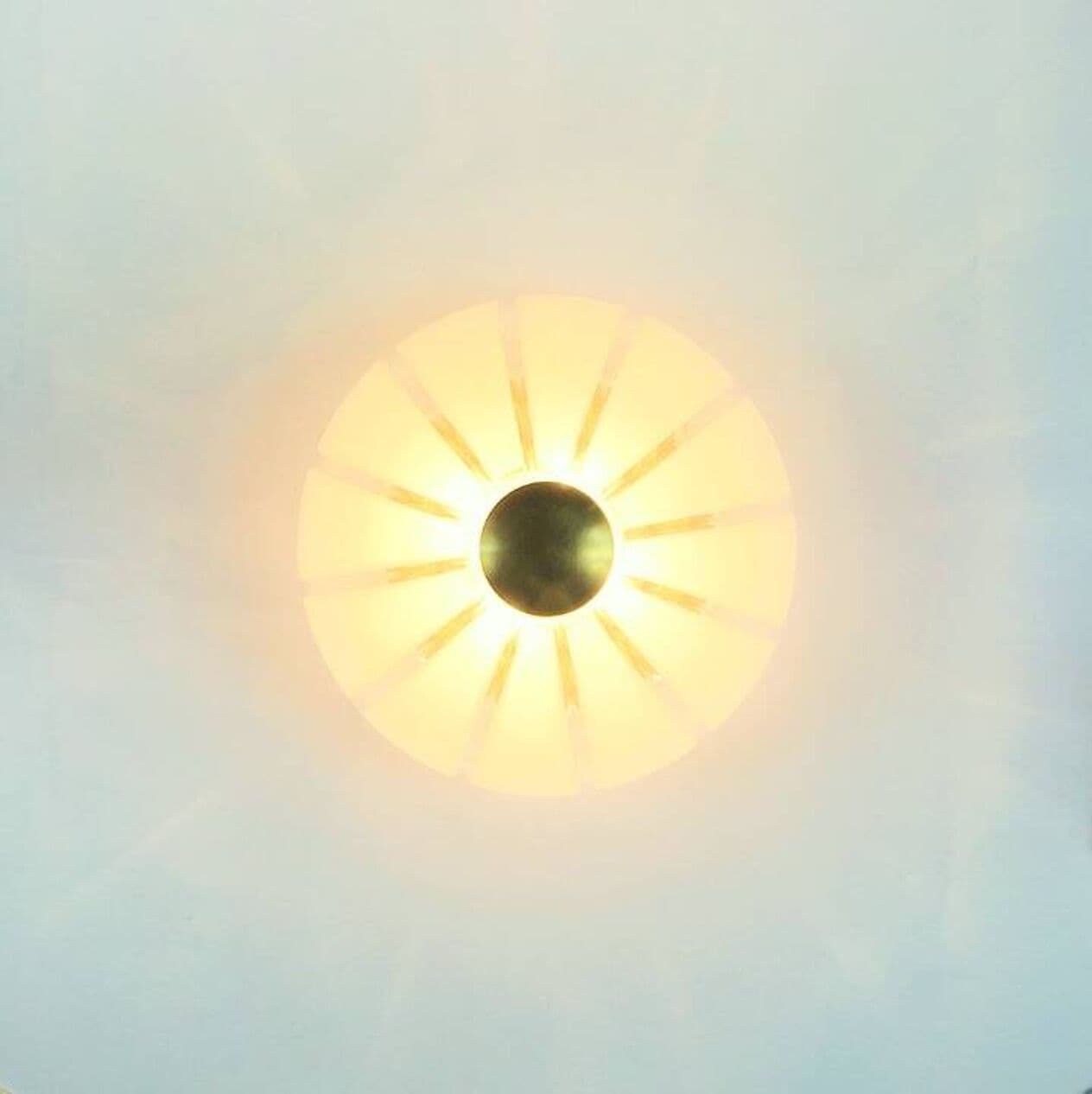 Lampa sufitowa Space Age, szkło białe transparentne, mosiądz złoty, Limburg, Niemcy, lata 70. - 296364
