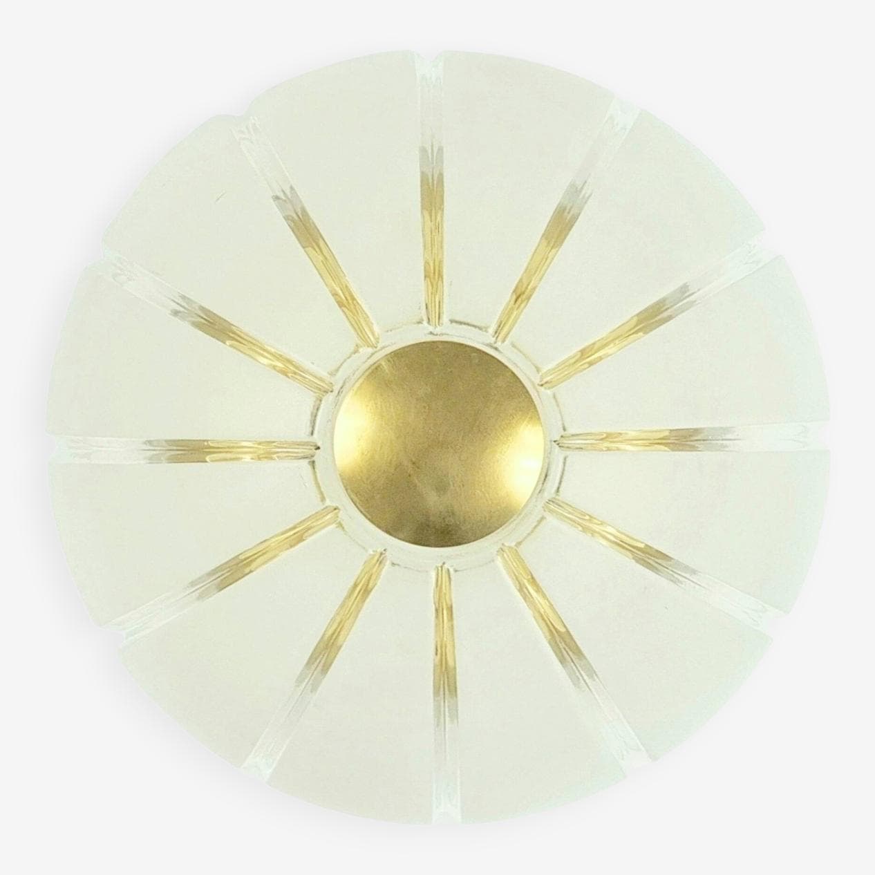 Lampa sufitowa Space Age, szkło białe transparentne, mosiądz złoty, Limburg, Niemcy, lata 70. - 296358