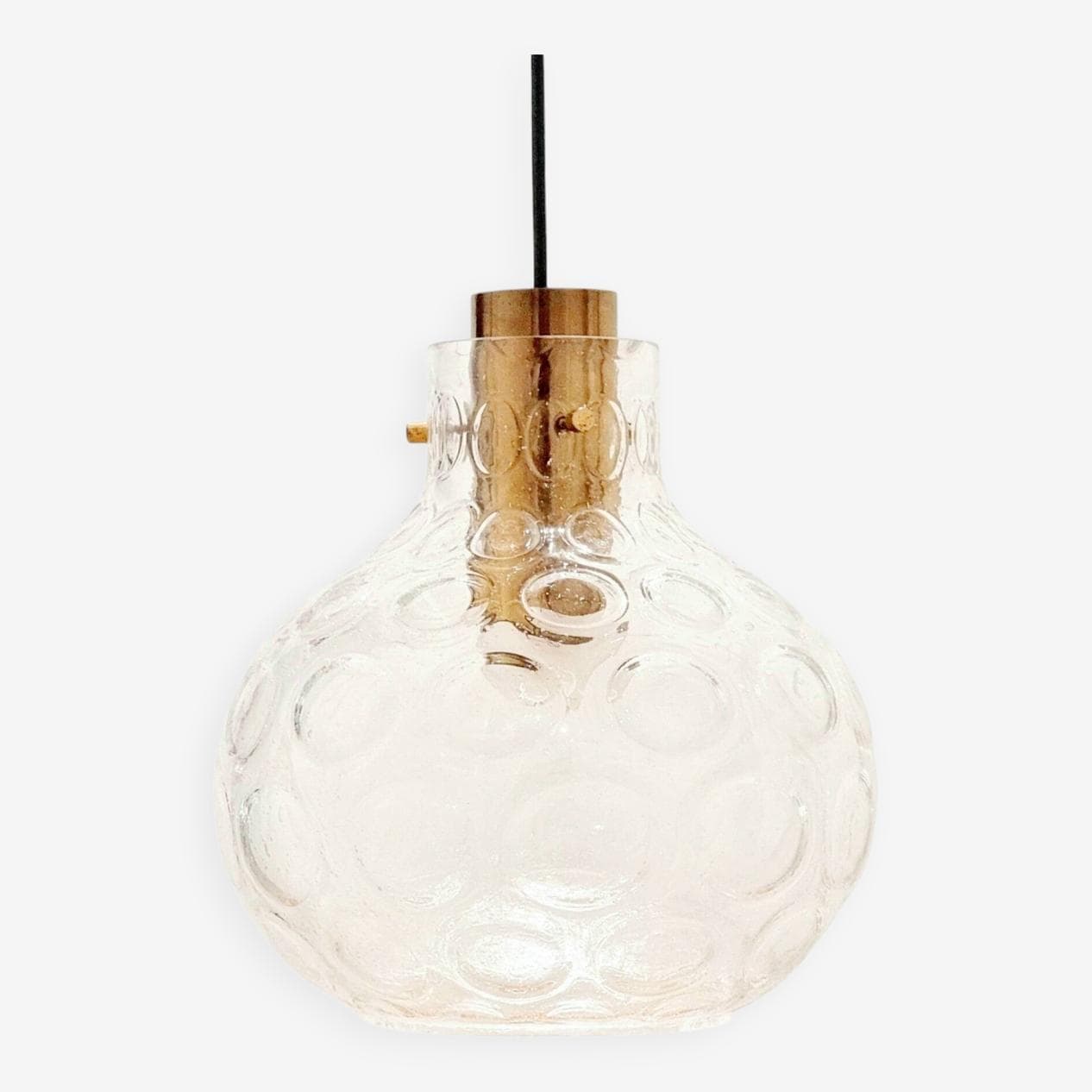 Lampa sufitowa Bubble, szkło transparentne, mosiądz złoty, proj. H. Tynell, Limburg, Niemcy, lata 60. - 296346