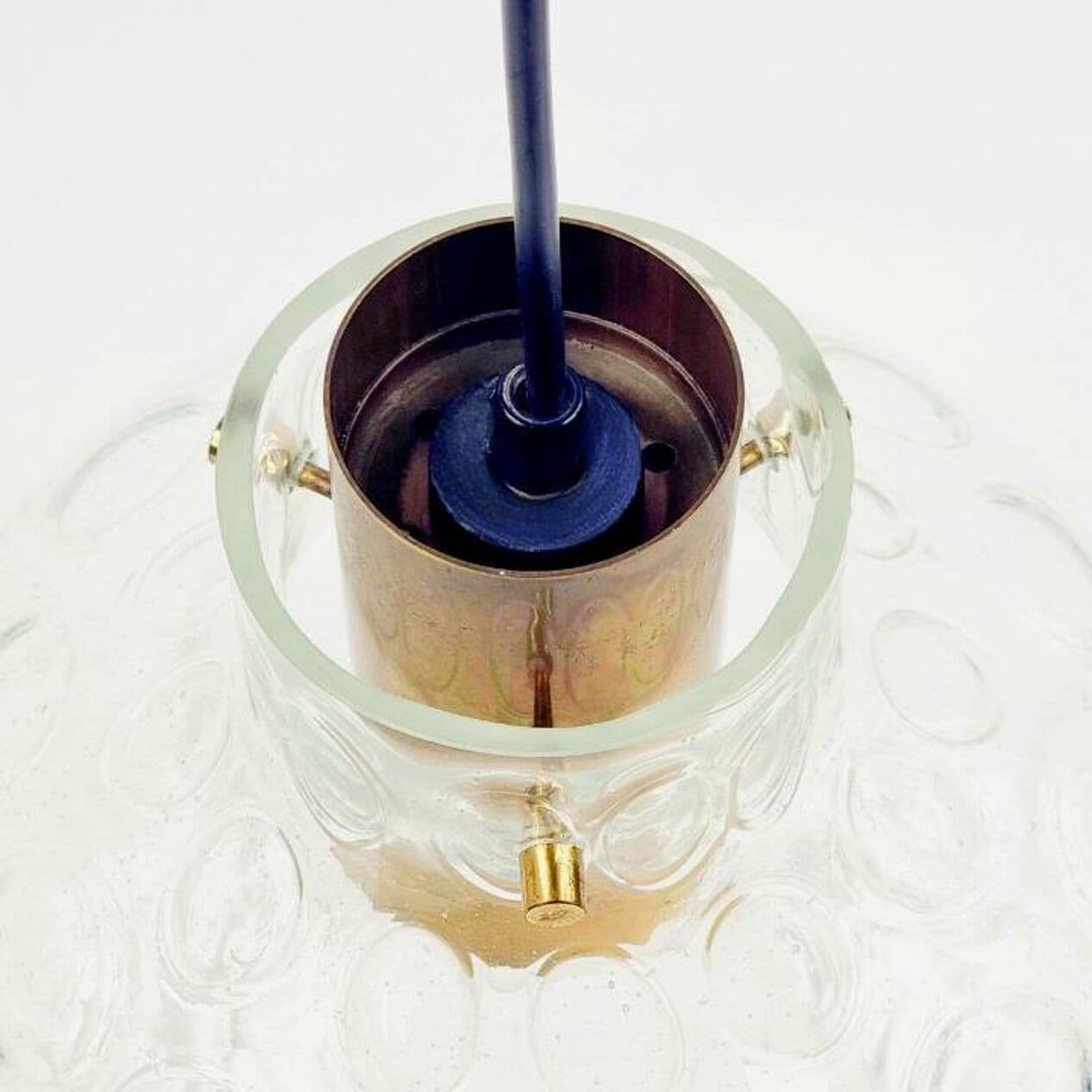 Lampa sufitowa Bubble, szkło transparentne, mosiądz złoty, proj. H. Tynell, Limburg, Niemcy, lata 60. - 296343