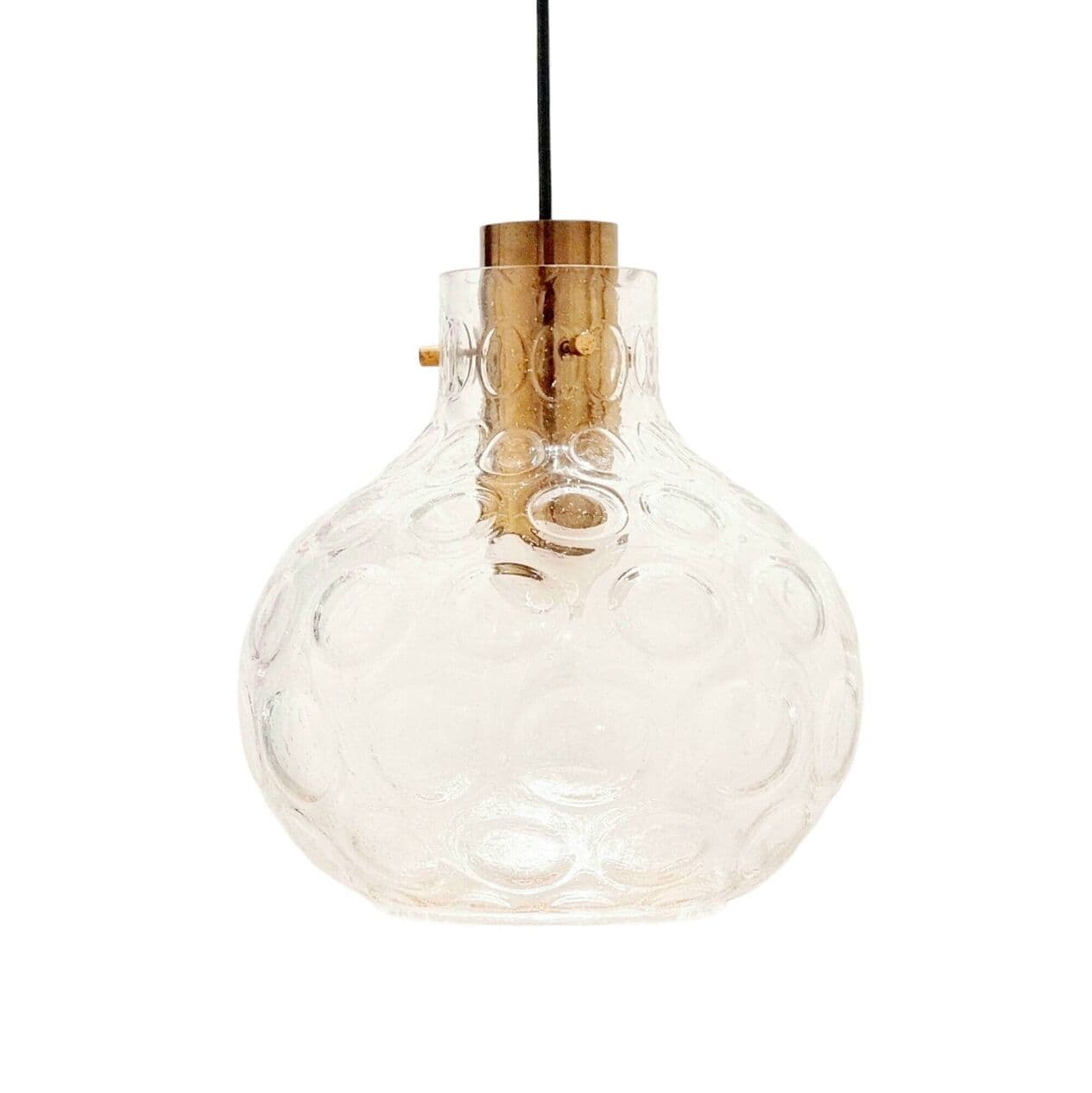 Lampa sufitowa Bubble, szkło transparentne, mosiądz złoty, proj. H. Tynell, Limburg, Niemcy, lata 60. - 296345