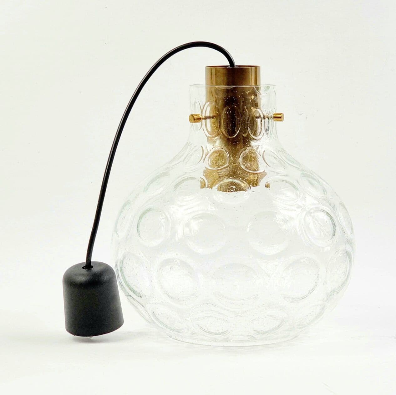 Lampa sufitowa Bubble, szkło transparentne, mosiądz złoty, proj. H. Tynell, Limburg, Niemcy, lata 60. - 296341