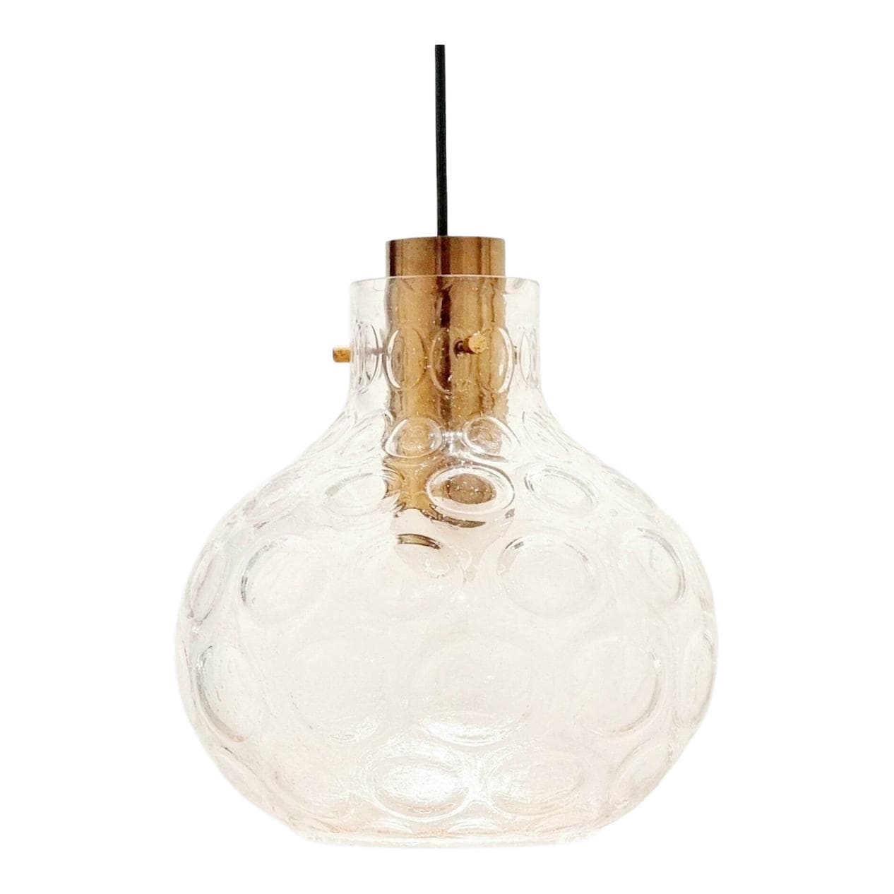 Lampa sufitowa Bubble, szkło transparentne, mosiądz złoty, proj. H. Tynell, Limburg, Niemcy, lata 60.