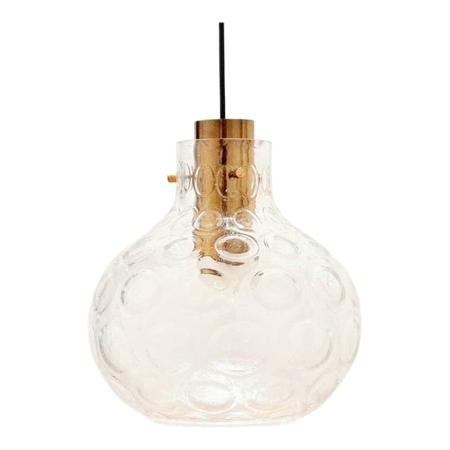 Lampa sufitowa Bubble, szkło transparentne, mosiądz złoty, proj. H. Tynell, Limburg, Niemcy, lata 60. - WYMIARY