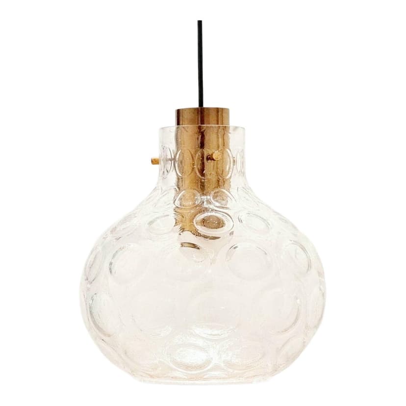 Lampa sufitowa Bubble, szkło transparentne, mosiądz złoty, proj. H. Tynell, Limburg, Niemcy, lata 60.