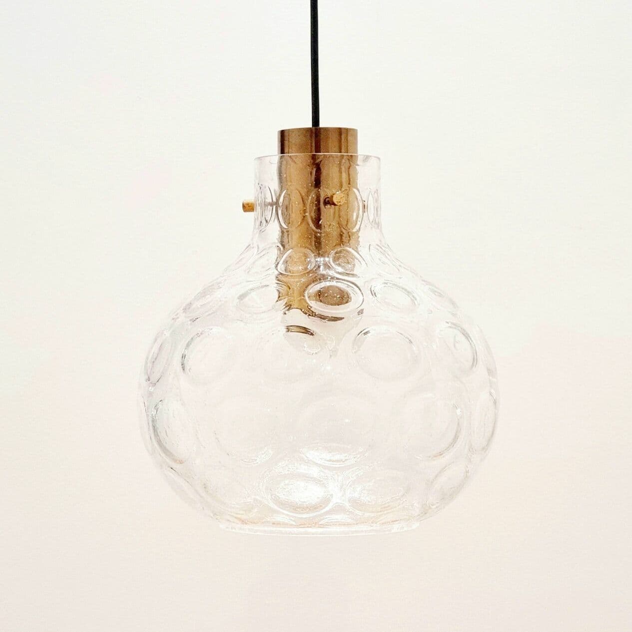 Lampa sufitowa Bubble, szkło transparentne, mosiądz złoty, proj. H. Tynell, Limburg, Niemcy, lata 60. - 296338