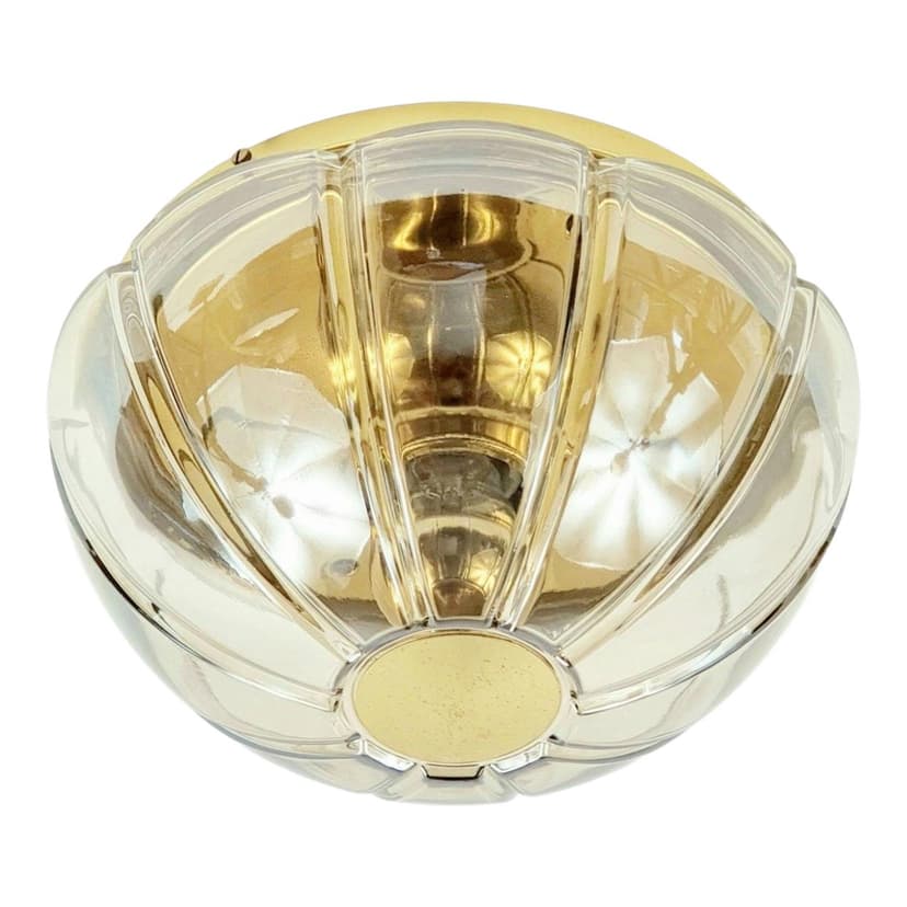 Lampa sufitowa, szkło transparentne dymione, mosiądz złoty, Niemcy, lata 60.