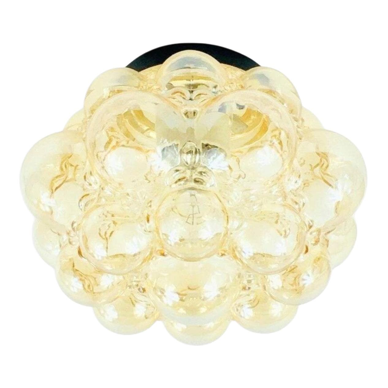 Lampa sufitowa Bubble, szkło złote, metal czarny, proj. H. Tynell, Limburg, Niemcy, lata 60.