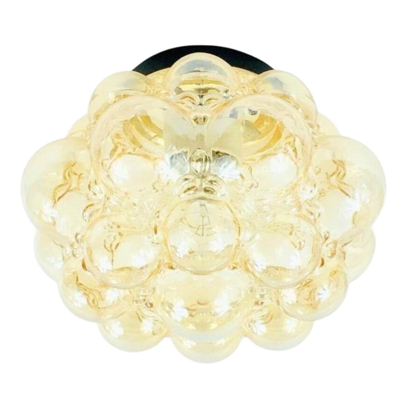 Lampa sufitowa Bubble, szkło złote, metal czarny, proj. H. Tynell, Limburg, Niemcy, lata 60.