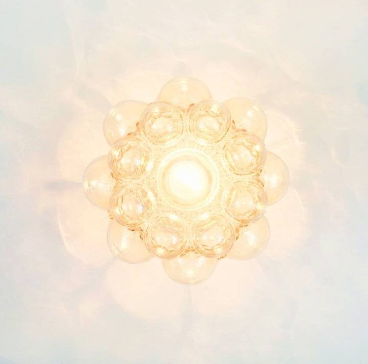 Lampa sufitowa Bubble, szkło złote, metal czarny, proj. H. Tynell, Limburg, Niemcy, lata 60. - 296301