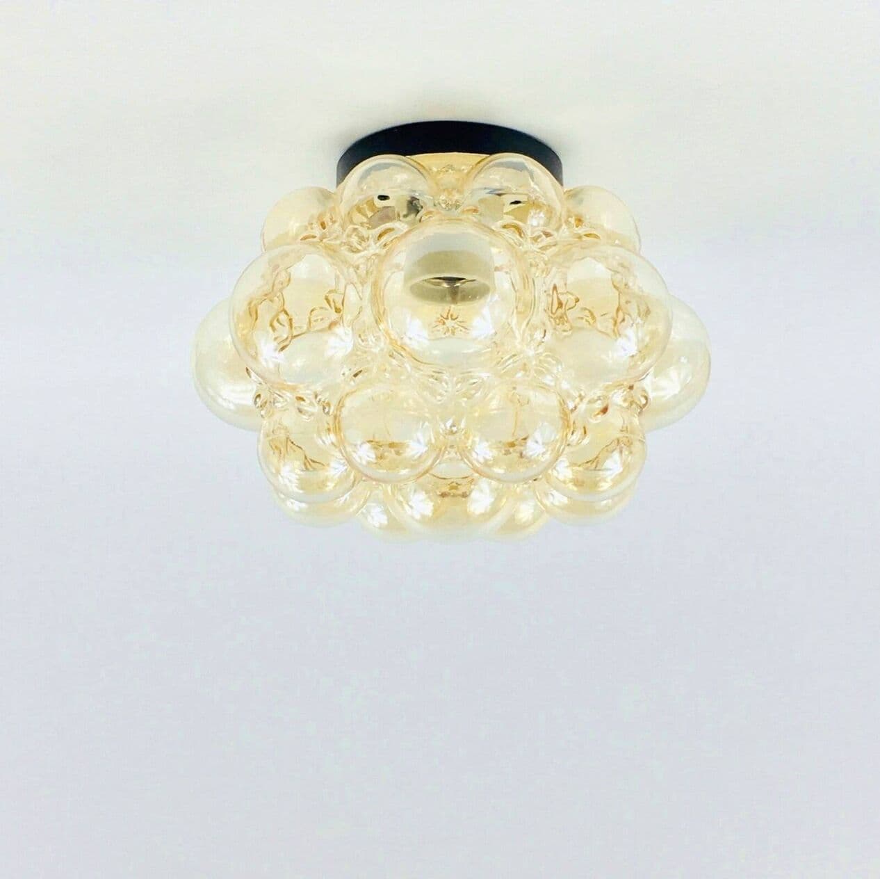 Lampa sufitowa Bubble, szkło złote, metal czarny, proj. H. Tynell, Limburg, Niemcy, lata 60. - 296297