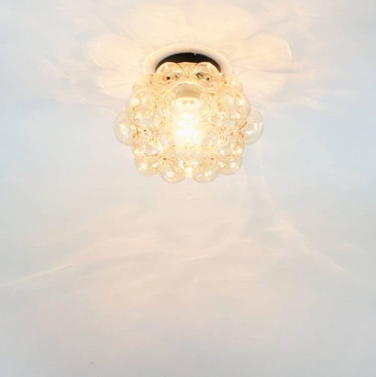 Lampa sufitowa Bubble, szkło złote, metal czarny, proj. H. Tynell, Limburg, Niemcy, lata 60. - 296300